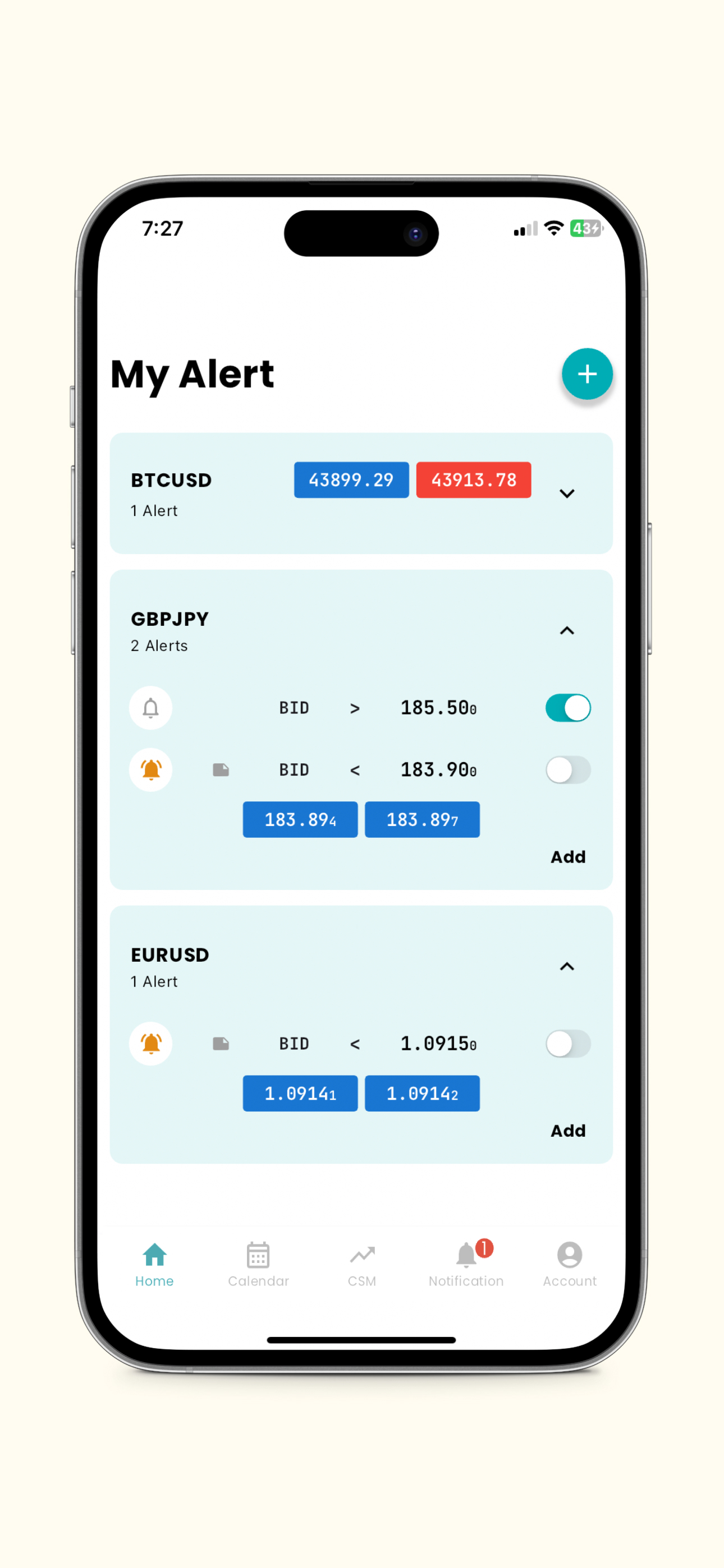 Forex Price Alert App Preview 1